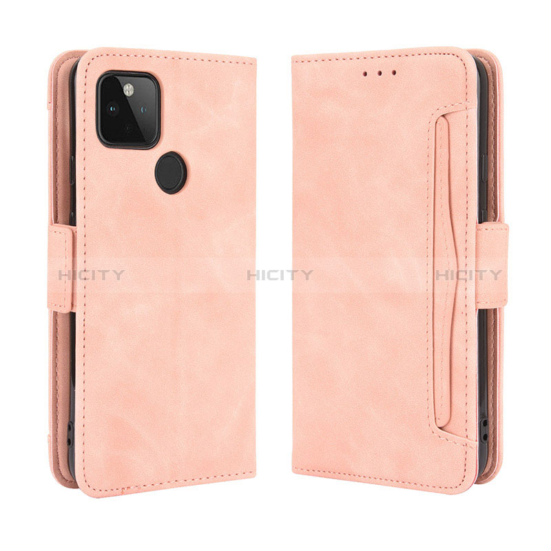 Custodia Portafoglio In Pelle Cover con Supporto BY3 per Google Pixel 5 XL 5G Rosa