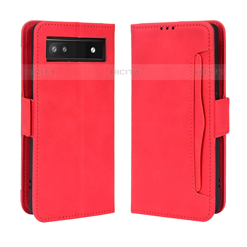 Custodia Portafoglio In Pelle Cover con Supporto BY3 per Google Pixel 6a 5G Rosso