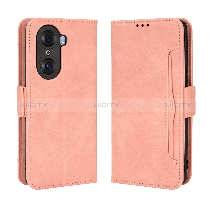 Custodia Portafoglio In Pelle Cover con Supporto BY3 per Huawei Honor 60 5G Rosa