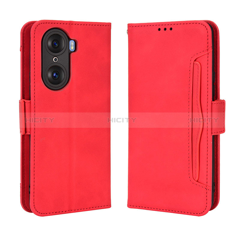 Custodia Portafoglio In Pelle Cover con Supporto BY3 per Huawei Honor 60 5G Rosso