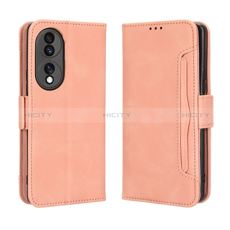 Custodia Portafoglio In Pelle Cover con Supporto BY3 per Huawei Honor 70 5G Rosa