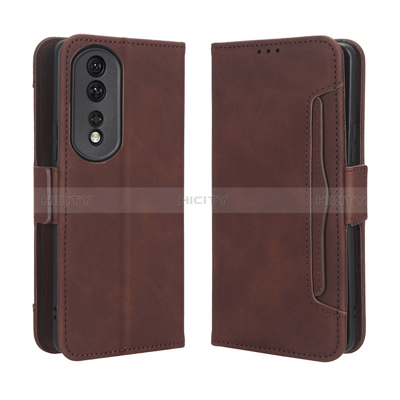 Custodia Portafoglio In Pelle Cover con Supporto BY3 per Huawei Honor 80 Pro 5G Marrone