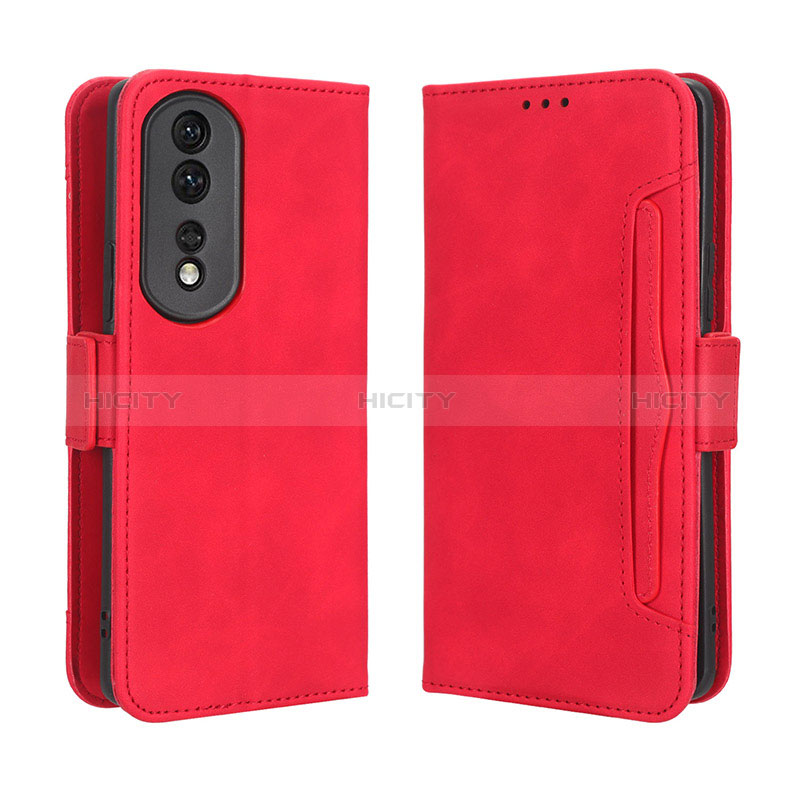 Custodia Portafoglio In Pelle Cover con Supporto BY3 per Huawei Honor 80 Pro 5G Rosso