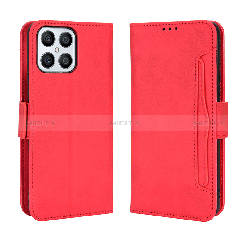 Custodia Portafoglio In Pelle Cover con Supporto BY3 per Huawei Honor X8 4G Rosso