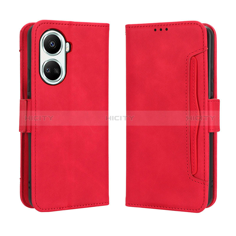 Custodia Portafoglio In Pelle Cover con Supporto BY3 per Huawei Nova 10 SE Rosso