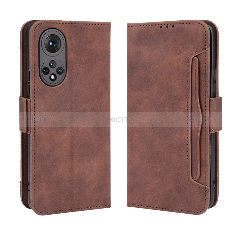 Custodia Portafoglio In Pelle Cover con Supporto BY3 per Huawei Nova 9 Marrone