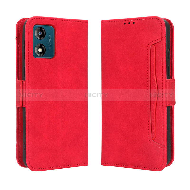 Custodia Portafoglio In Pelle Cover con Supporto BY3 per Motorola Moto E13 Rosso