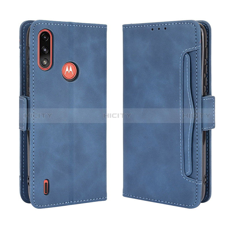 Custodia Portafoglio In Pelle Cover con Supporto BY3 per Motorola Moto E7 Power Blu