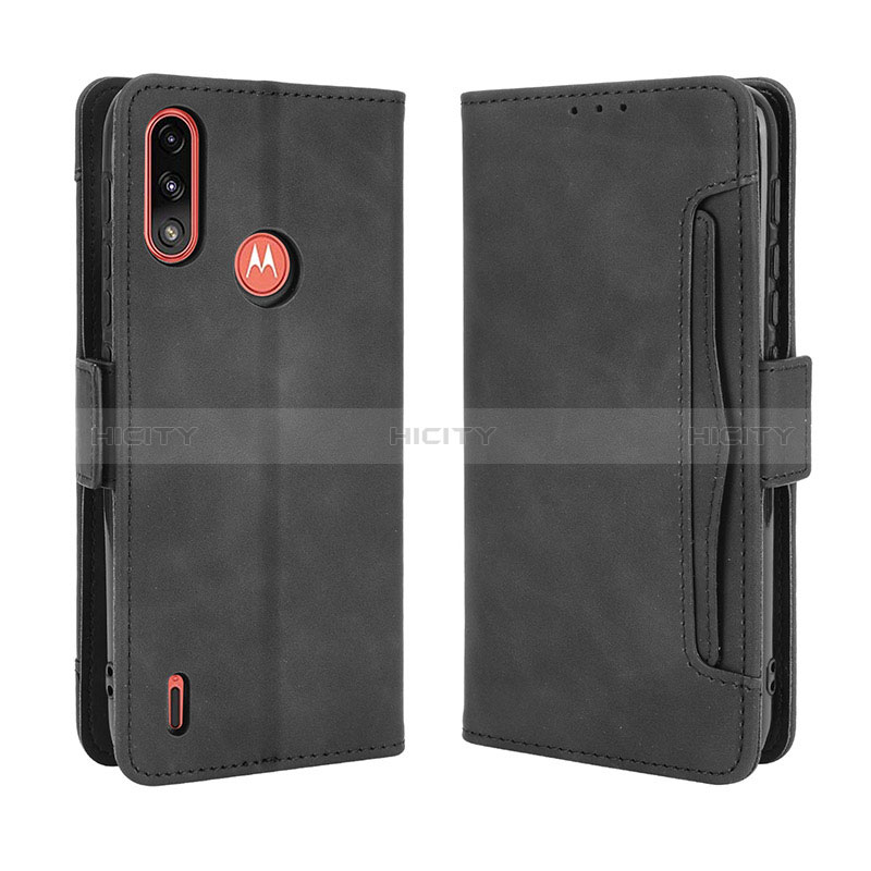 Custodia Portafoglio In Pelle Cover con Supporto BY3 per Motorola Moto E7 Power Nero