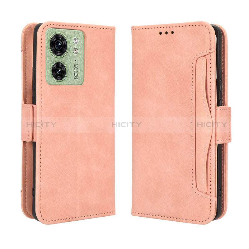 Custodia Portafoglio In Pelle Cover con Supporto BY3 per Motorola Moto Edge 40 5G Rosa