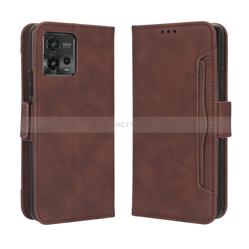 Custodia Portafoglio In Pelle Cover con Supporto BY3 per Motorola Moto G72 Marrone