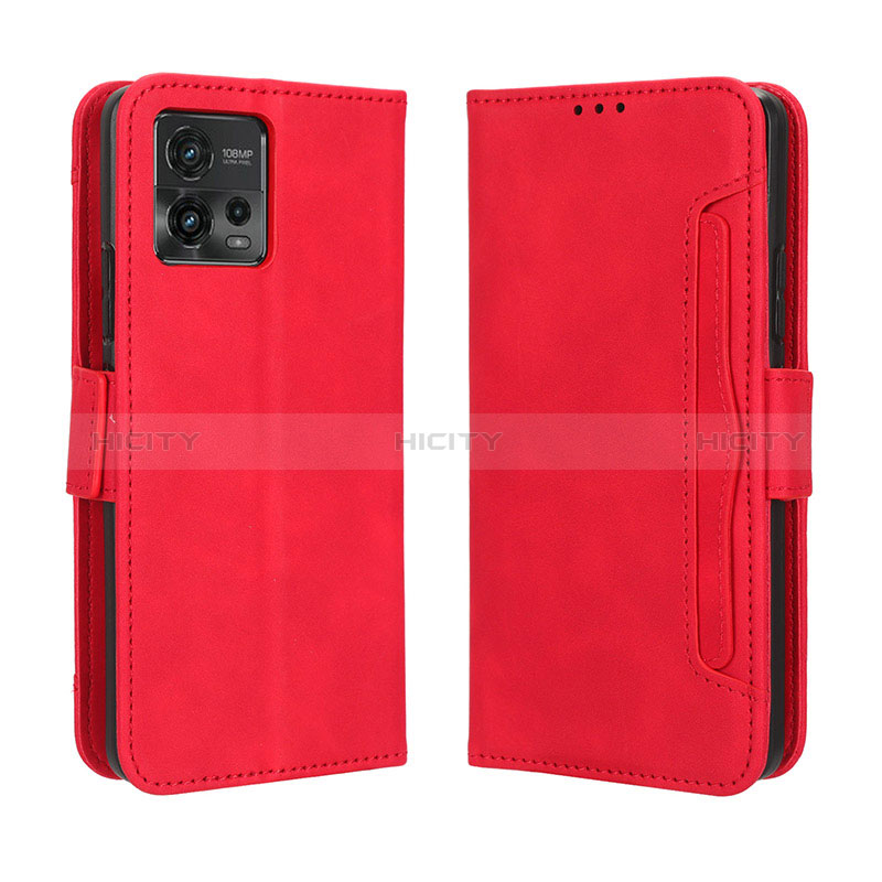 Custodia Portafoglio In Pelle Cover con Supporto BY3 per Motorola Moto G72 Rosso