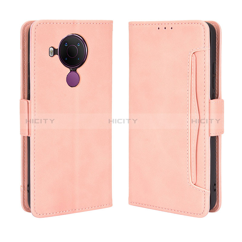 Custodia Portafoglio In Pelle Cover con Supporto BY3 per Nokia 5.4 Rosa