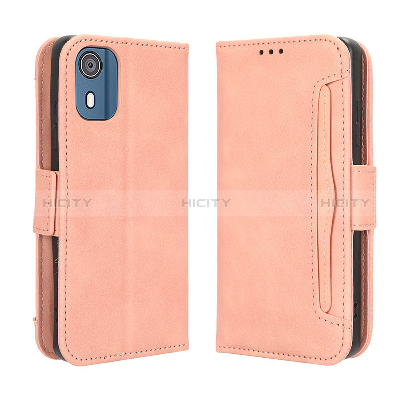 Custodia Portafoglio In Pelle Cover con Supporto BY3 per Nokia C02 Rosa