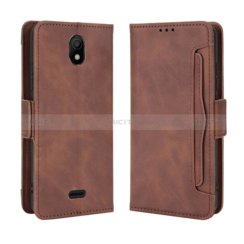 Custodia Portafoglio In Pelle Cover con Supporto BY3 per Nokia C100 Marrone