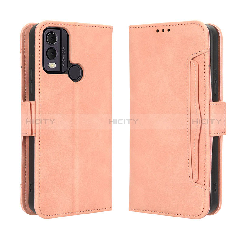 Custodia Portafoglio In Pelle Cover con Supporto BY3 per Nokia C22 Rosa