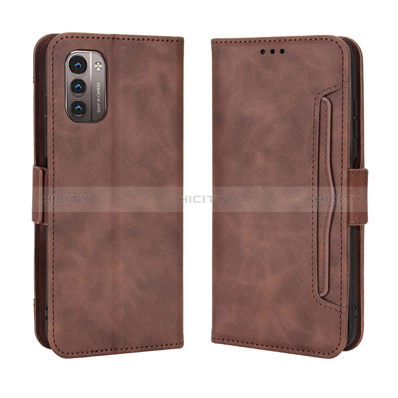 Custodia Portafoglio In Pelle Cover con Supporto BY3 per Nokia G11 Marrone