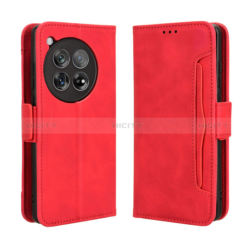 Custodia Portafoglio In Pelle Cover con Supporto BY3 per OnePlus 12 5G Rosso