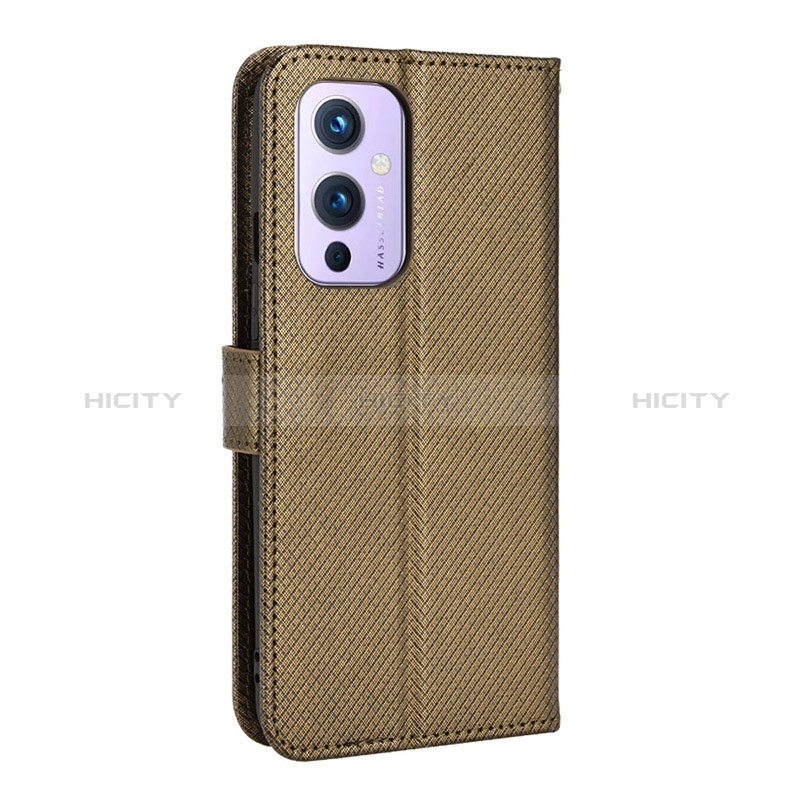 Custodia Portafoglio In Pelle Cover con Supporto BY3 per OnePlus 9 5G Marrone