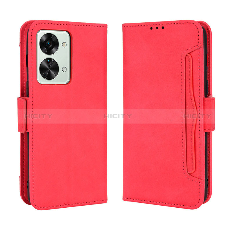 Custodia Portafoglio In Pelle Cover con Supporto BY3 per OnePlus Nord 2T 5G Rosso