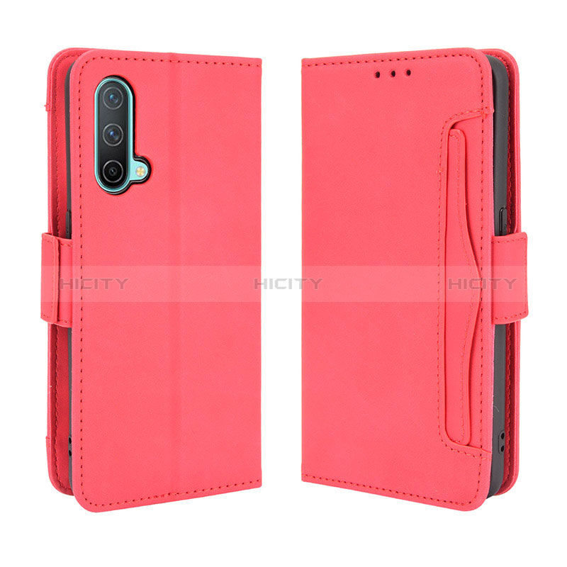 Custodia Portafoglio In Pelle Cover con Supporto BY3 per OnePlus Nord CE 5G Rosso