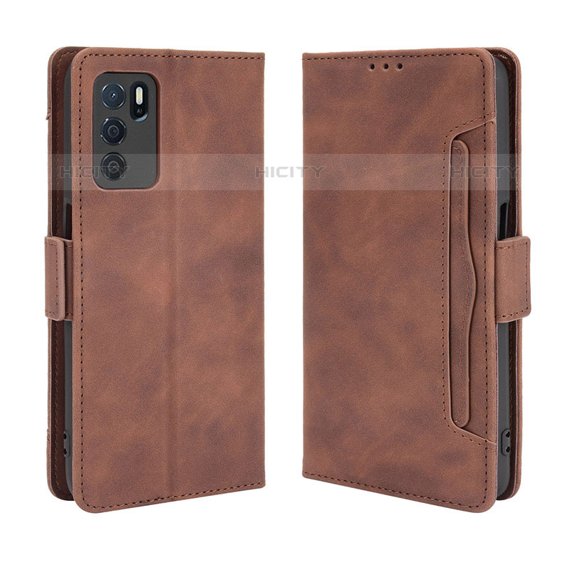 Custodia Portafoglio In Pelle Cover con Supporto BY3 per Oppo A16s Marrone