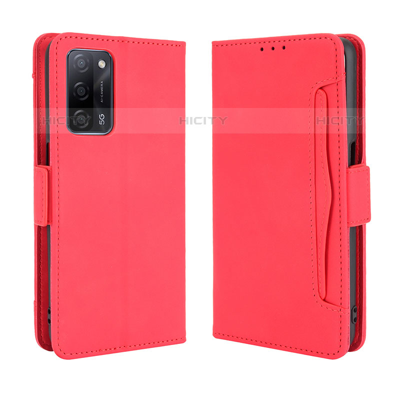 Custodia Portafoglio In Pelle Cover con Supporto BY3 per Oppo A53s 5G Rosso