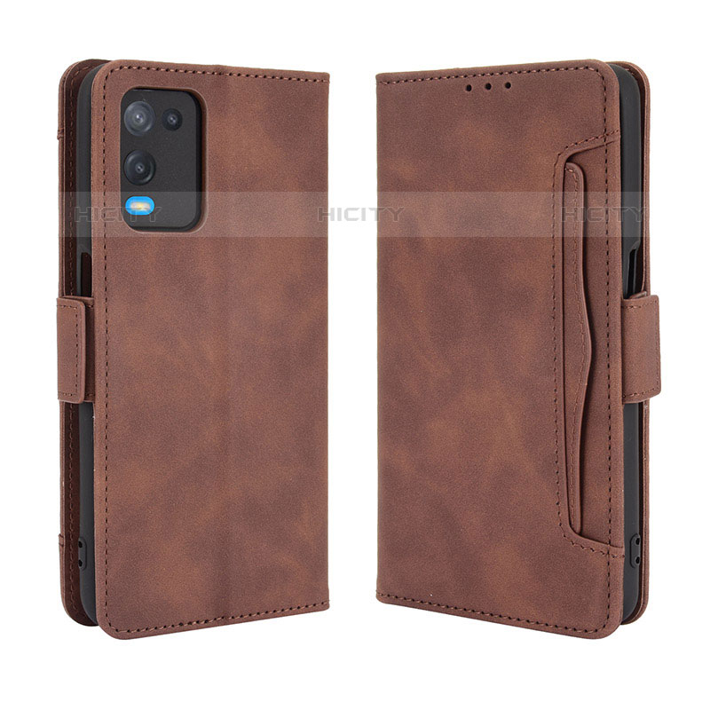 Custodia Portafoglio In Pelle Cover con Supporto BY3 per Oppo A54 4G Marrone