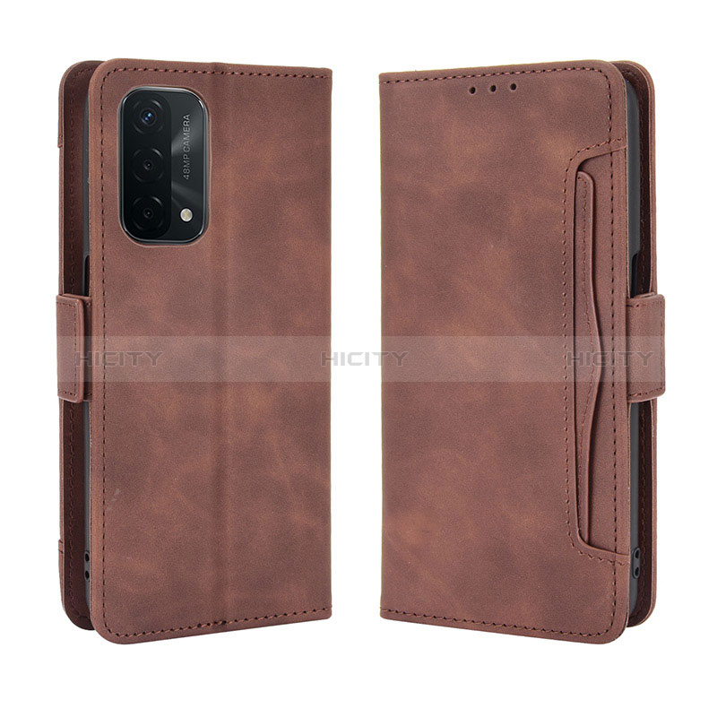 Custodia Portafoglio In Pelle Cover con Supporto BY3 per Oppo A54 5G Marrone