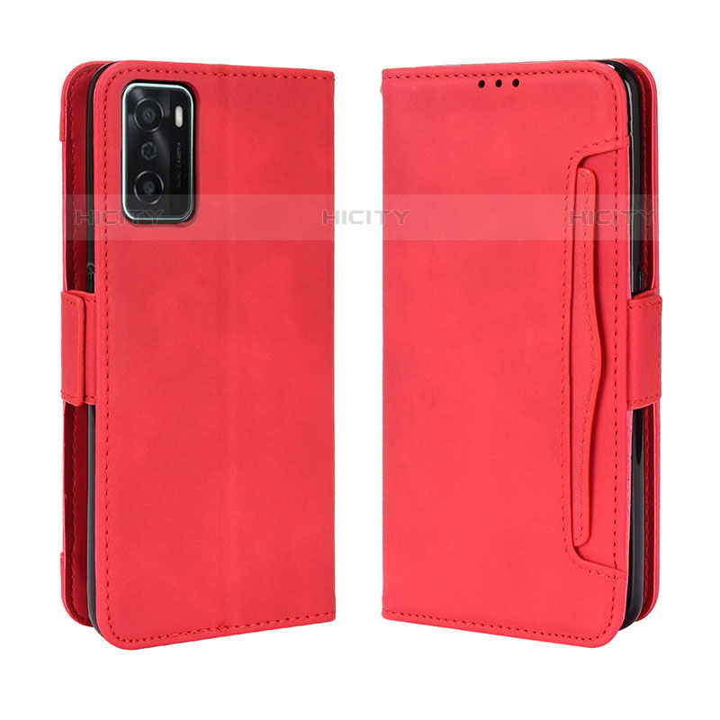 Custodia Portafoglio In Pelle Cover con Supporto BY3 per Oppo A55S 5G Rosso