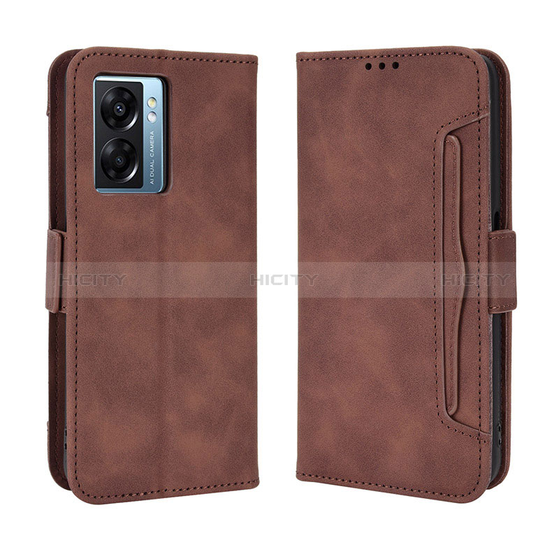 Custodia Portafoglio In Pelle Cover con Supporto BY3 per Oppo A56S 5G Marrone