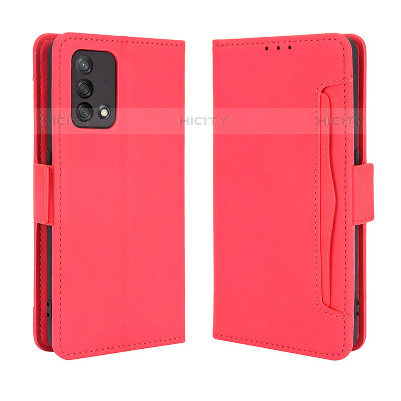 Custodia Portafoglio In Pelle Cover con Supporto BY3 per Oppo A74 4G Rosso