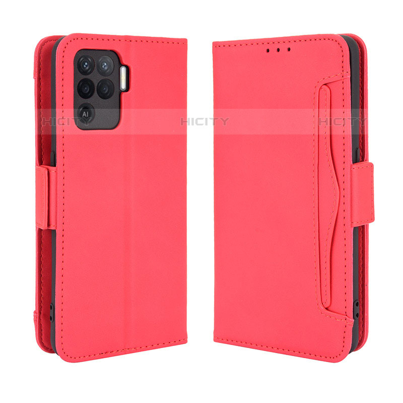 Custodia Portafoglio In Pelle Cover con Supporto BY3 per Oppo A94 4G Rosso