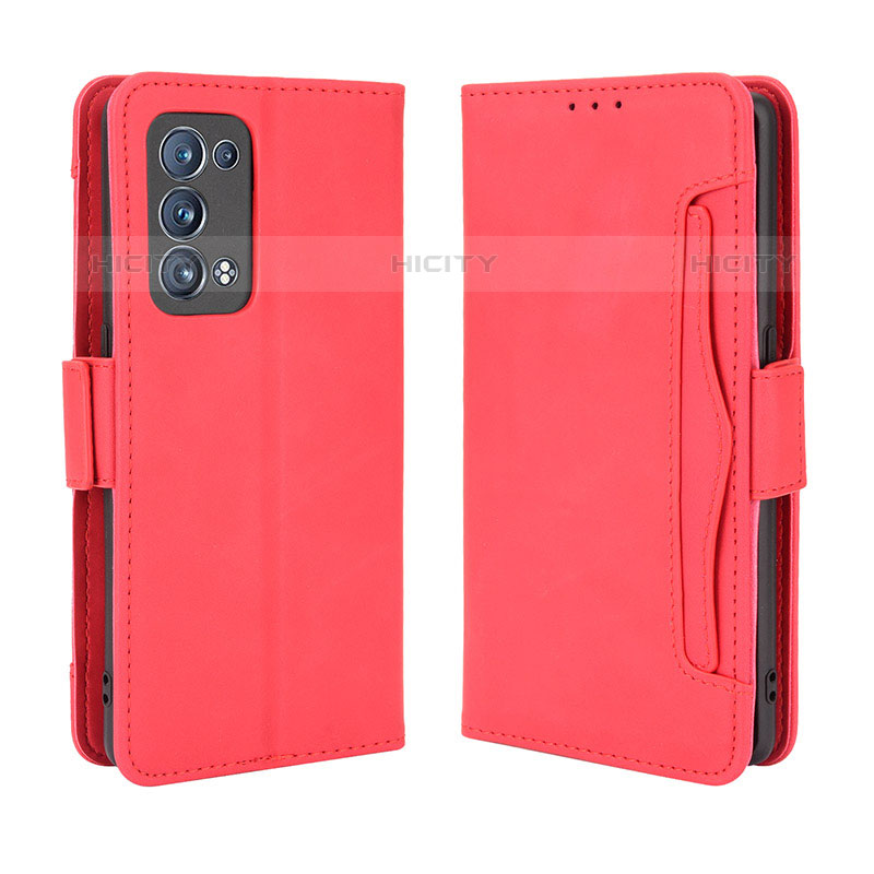 Custodia Portafoglio In Pelle Cover con Supporto BY3 per Oppo Reno6 Pro 5G Rosso