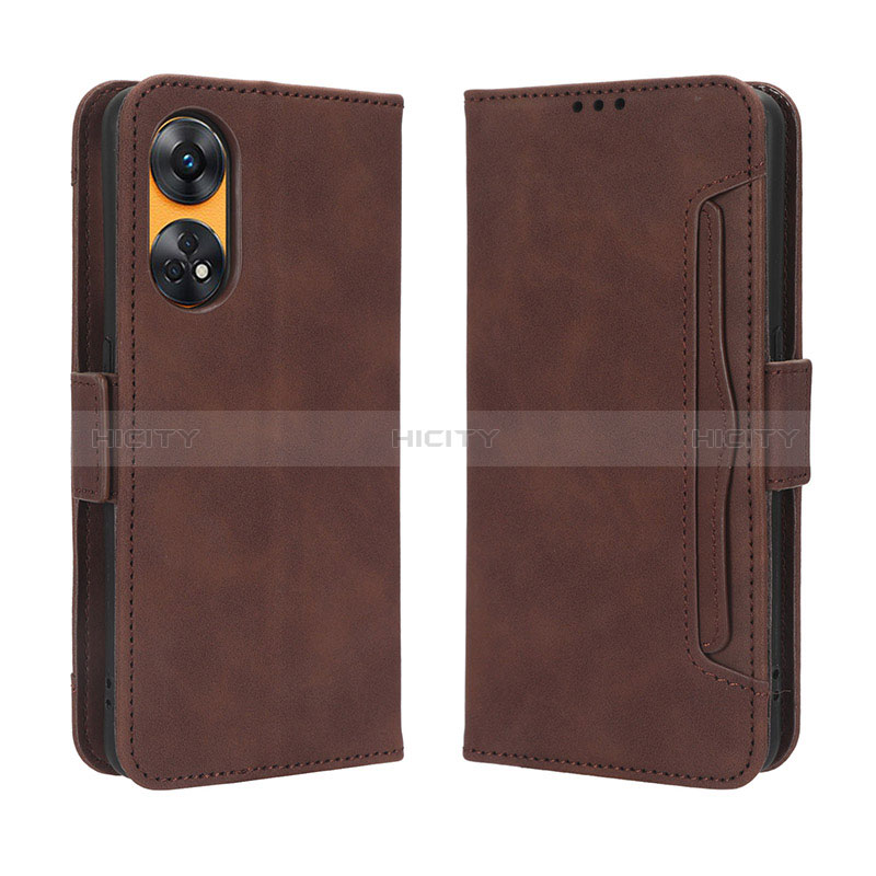 Custodia Portafoglio In Pelle Cover con Supporto BY3 per Oppo Reno8 T 4G Marrone