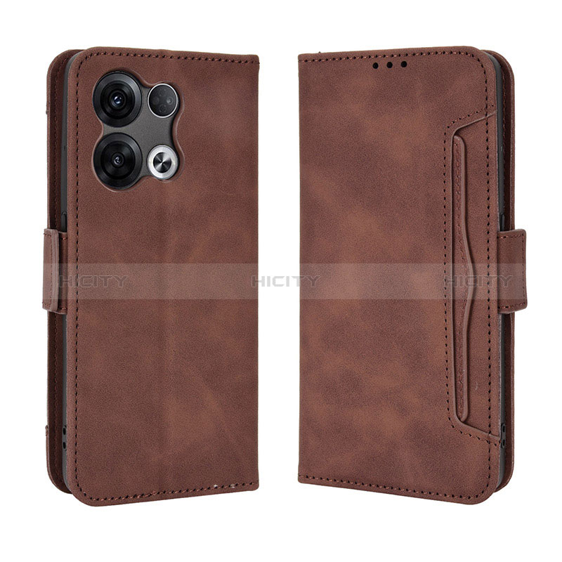 Custodia Portafoglio In Pelle Cover con Supporto BY3 per Oppo Reno9 Pro+ Plus 5G Marrone