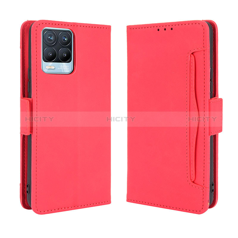 Custodia Portafoglio In Pelle Cover con Supporto BY3 per Realme 8 4G Rosso