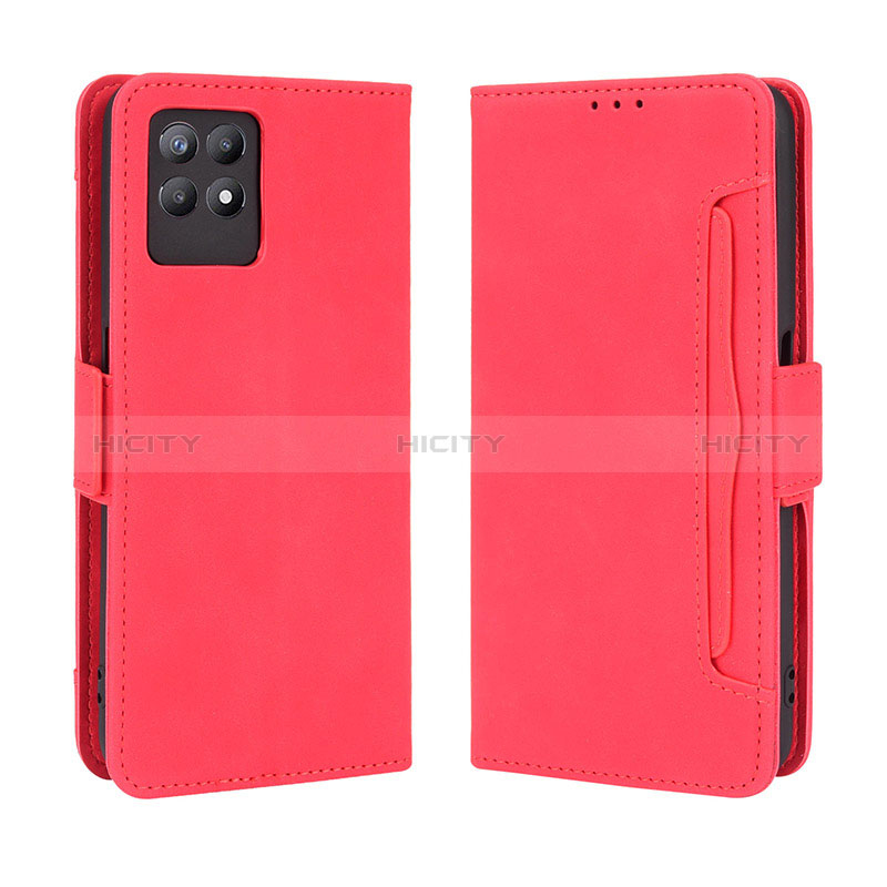 Custodia Portafoglio In Pelle Cover con Supporto BY3 per Realme 8i Rosso