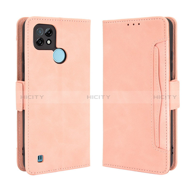 Custodia Portafoglio In Pelle Cover con Supporto BY3 per Realme C21 Rosa