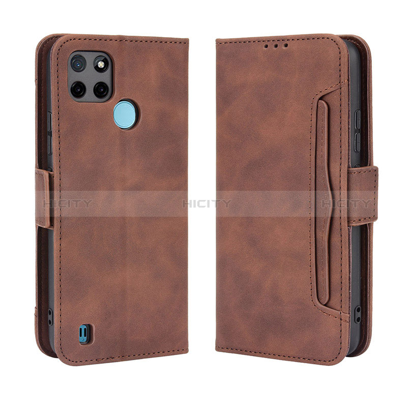 Custodia Portafoglio In Pelle Cover con Supporto BY3 per Realme C25Y India Marrone