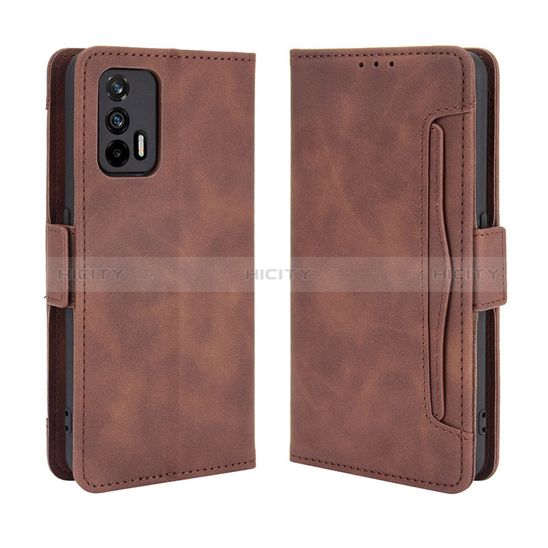 Custodia Portafoglio In Pelle Cover con Supporto BY3 per Realme X7 Max 5G Marrone