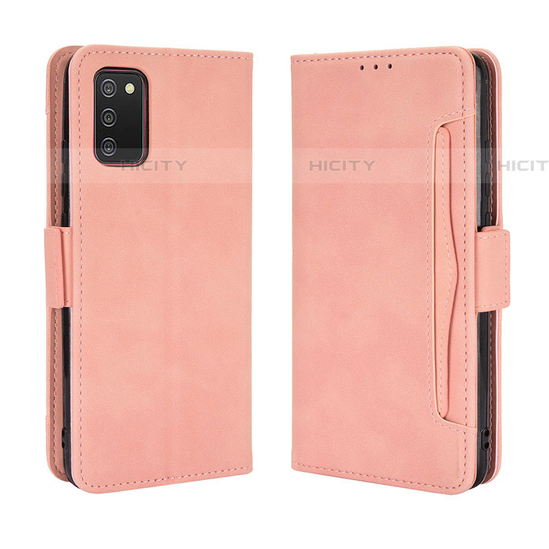 Custodia Portafoglio In Pelle Cover con Supporto BY3 per Samsung Galaxy A03s Rosa