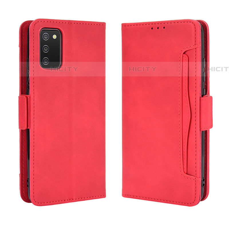 Custodia Portafoglio In Pelle Cover con Supporto BY3 per Samsung Galaxy A03s Rosso