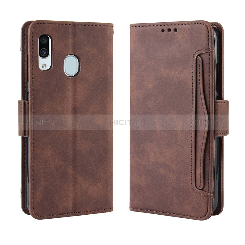 Custodia Portafoglio In Pelle Cover con Supporto BY3 per Samsung Galaxy A20 Marrone