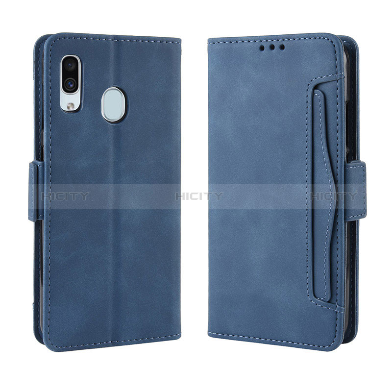 Custodia Portafoglio In Pelle Cover con Supporto BY3 per Samsung Galaxy A20e Blu