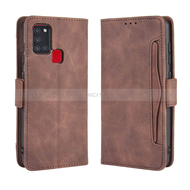 Custodia Portafoglio In Pelle Cover con Supporto BY3 per Samsung Galaxy A21s Marrone