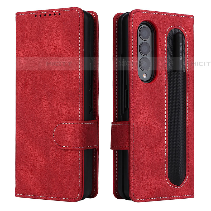 Custodia Portafoglio In Pelle Cover con Supporto BY3 per Samsung Galaxy Z Fold4 5G Rosso