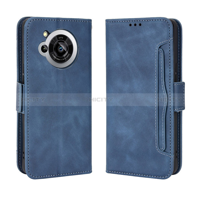 Custodia Portafoglio In Pelle Cover con Supporto BY3 per Sharp Aquos R7 Blu