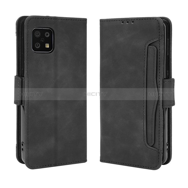 Custodia Portafoglio In Pelle Cover con Supporto BY3 per Sharp Aquos Sense6 Nero