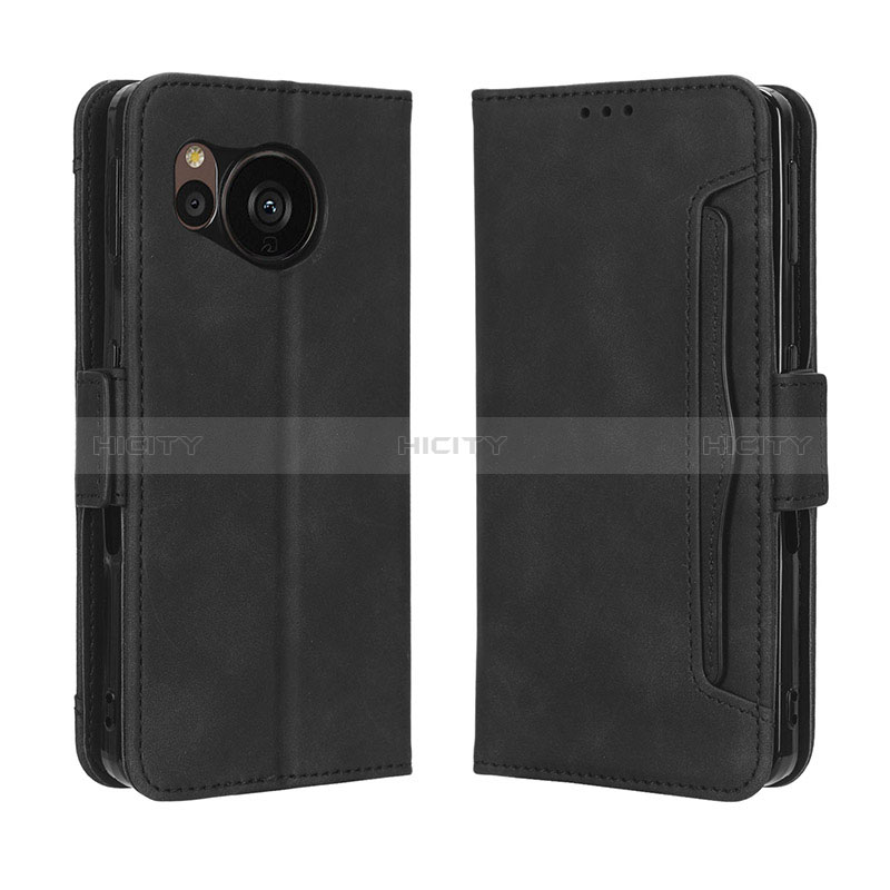 Custodia Portafoglio In Pelle Cover con Supporto BY3 per Sharp Aquos Sense7 Nero